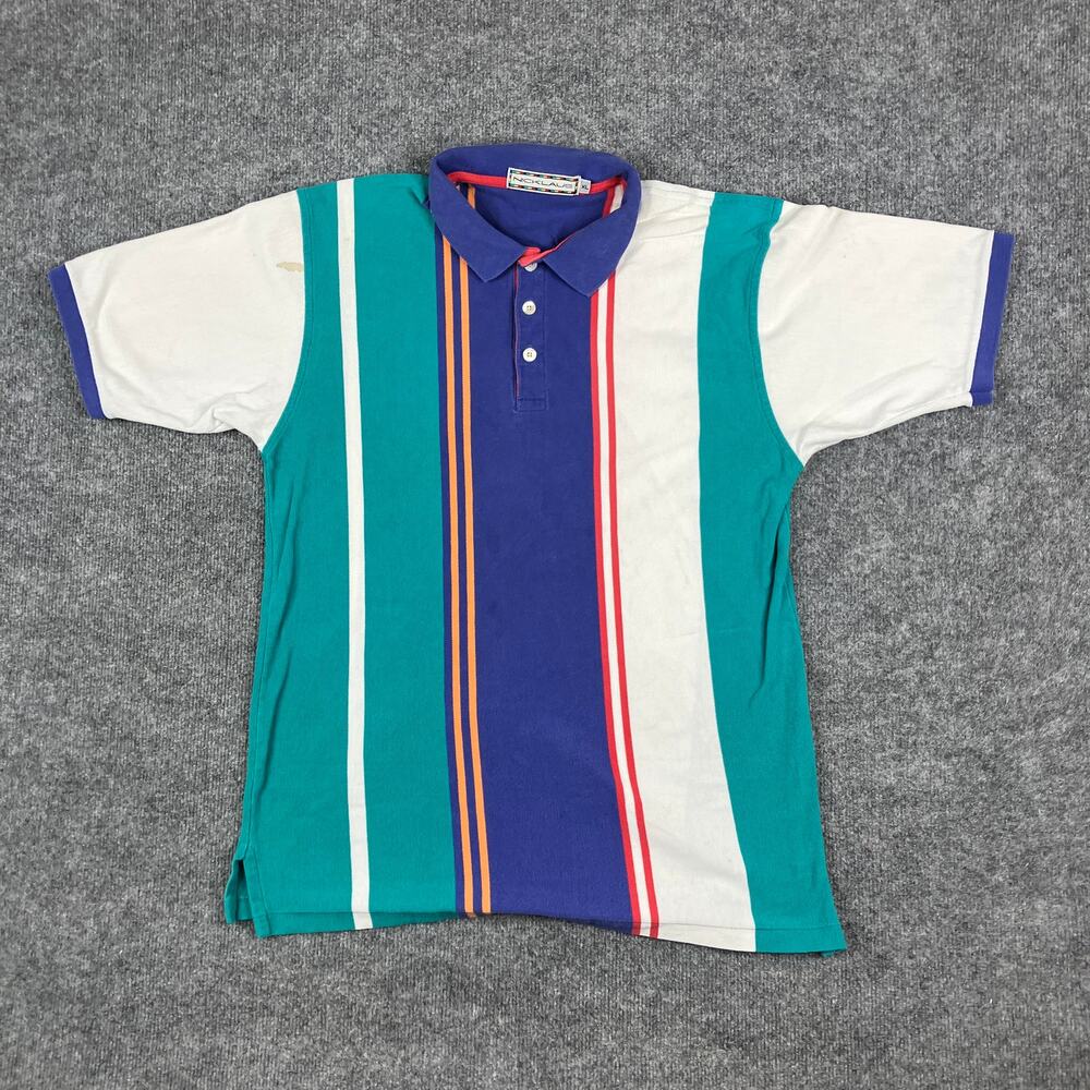 Nicklaus Polo Shirt Mens Size XL Multicolor Stripe Colorblock Golf‎ Retro